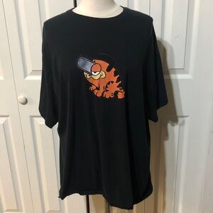 Garfchita - Garfield x Pochita Chainsaw Man Meme Funny Graphic Black T-Shirt